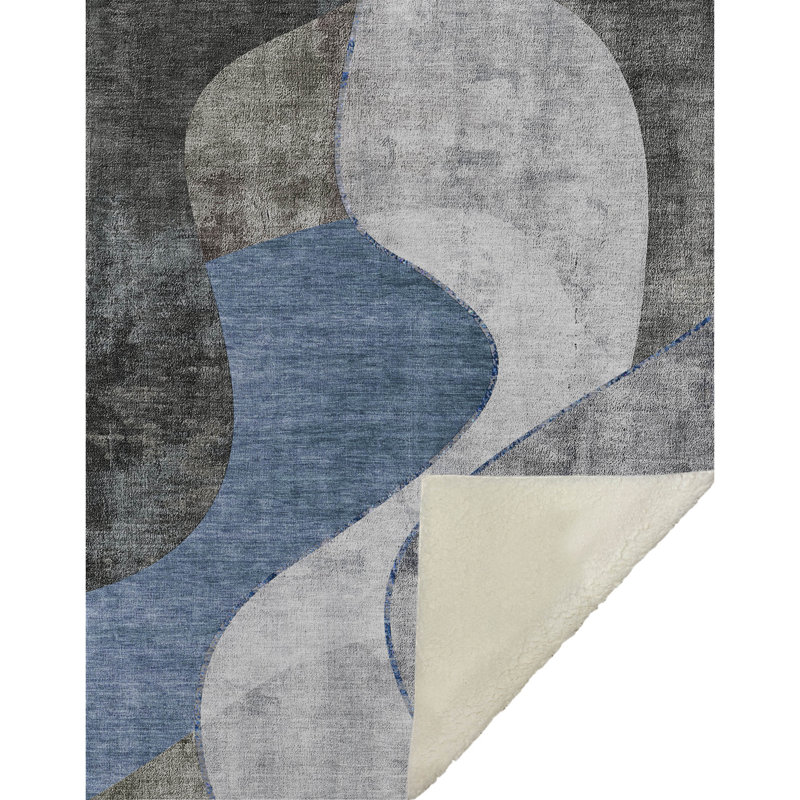 Jeté art déco Addison Sherpa ASB633, Bleu