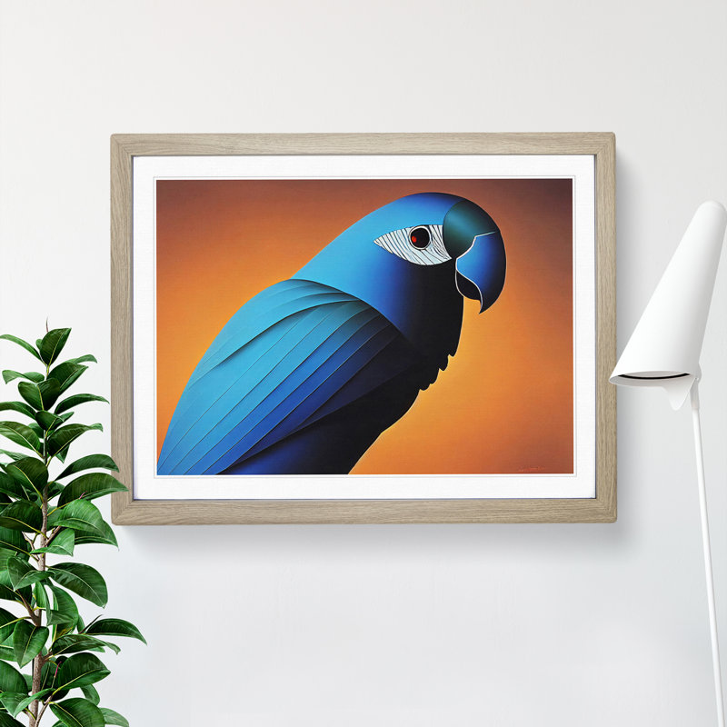 The Blooming Parrot - Framed Print, 46cm H x 64cm W x 2cm D, Oak