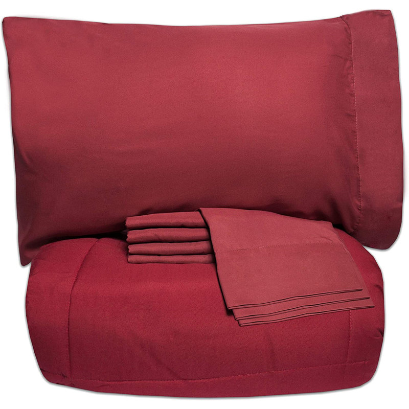 Ensemble d'édredon léger en duvet synthétique luxueux, Édredon double et 6 pièces supplémentaires, Bourgogne