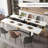 71 In. Large Rectangular White Dining Table For 4 5 6 7 People W/35in Marble-color Wood Watrproof Tabletop,adjustable Leg.6ft Luxurious Family Dinner Table For Home Kitchen Living Room