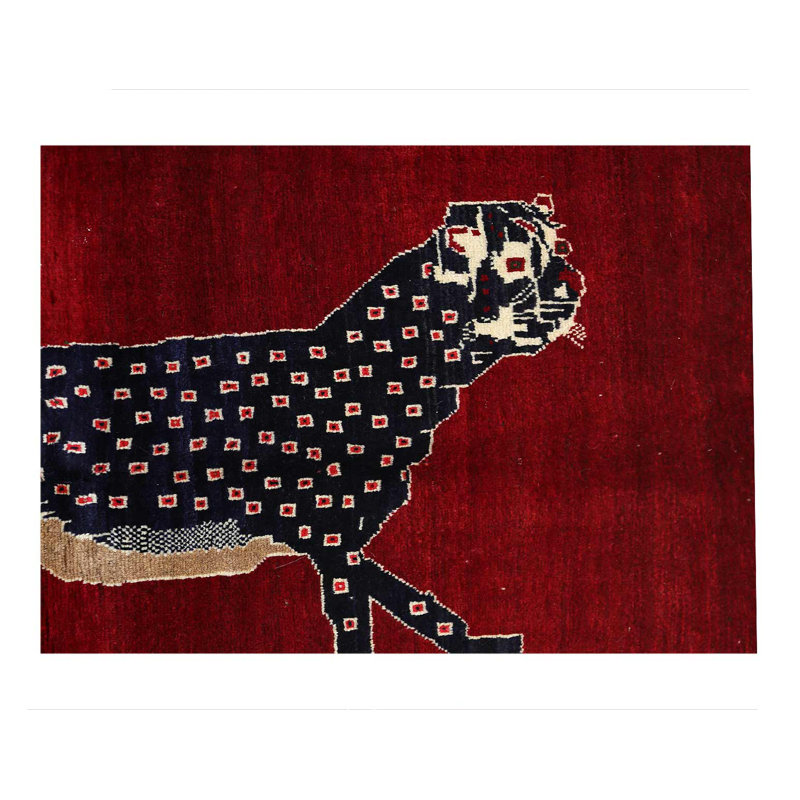 Animal Pictorial Cheetah Hand Knotted Rug 3'4"X 4'8"