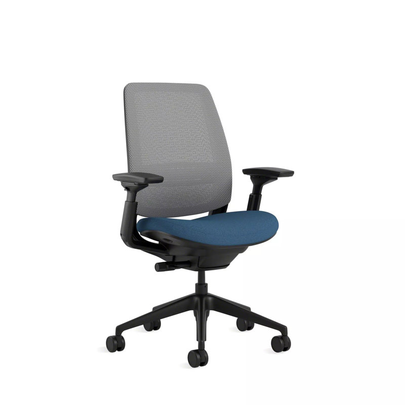 Steelcase Series 2 3D Microknit Airback Task Chair, Cobalt/Nickel, Black, Hard Floor