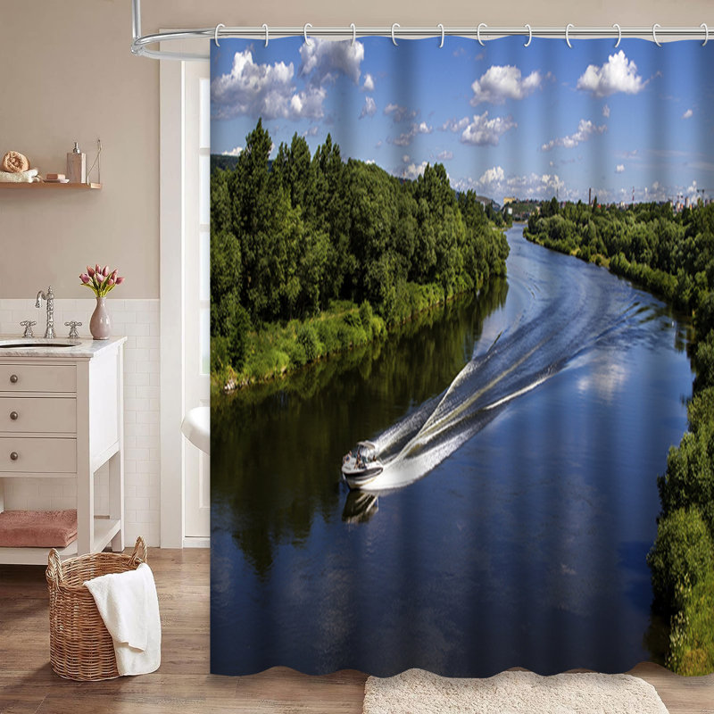 Rideau de douche avec 12 crochets River, L 72 po x l 78 po