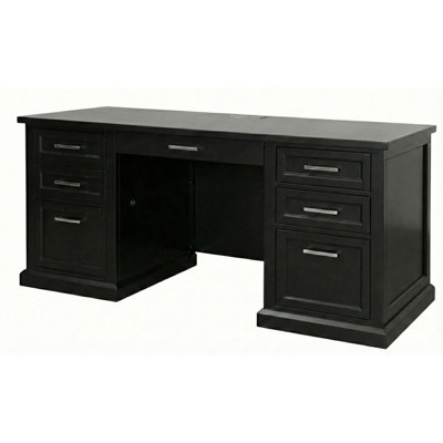 Abby Modern Wood Credenza Desk - Black