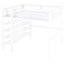 Lit mezzanine en métal avec 4 tablettes en blanc