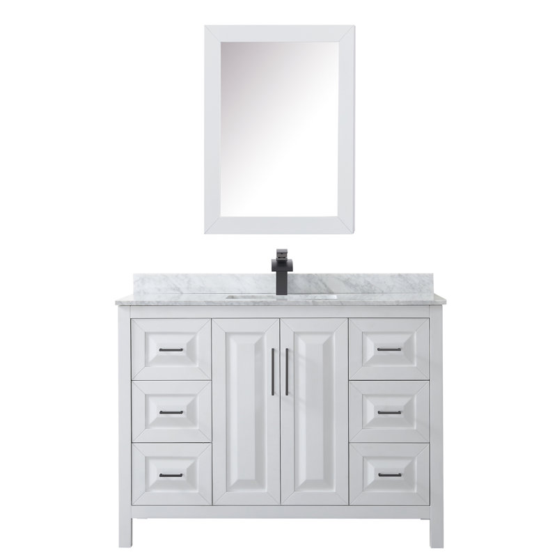 Daria 48'' W Single Vanity, Matte Black, White Cultured Marble, White