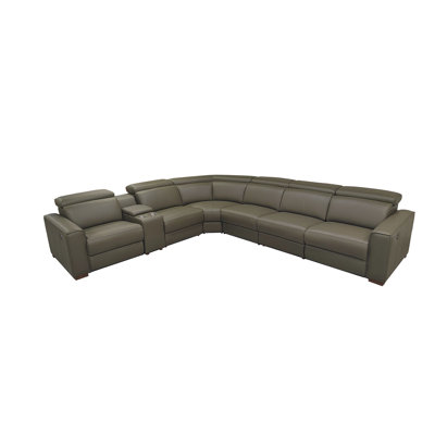 Blufftedale Top-Grain Leather Reclining Modular Sectional