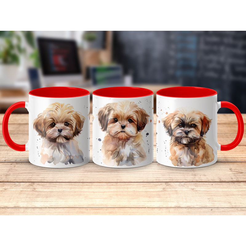 Adorable Shih Tzu Puppy Design 11oz Coffee Mug, Red, 1
