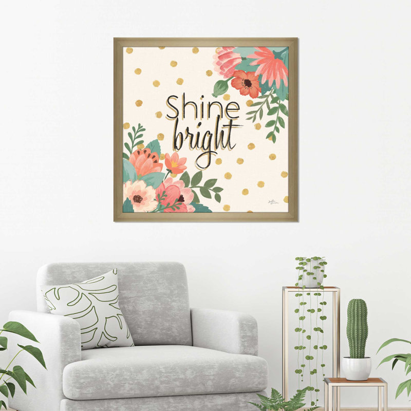 «Gorgeous V», art textuel, H 21,5 po x l 21,5 po x P 0,75 po, Encadrement champagne