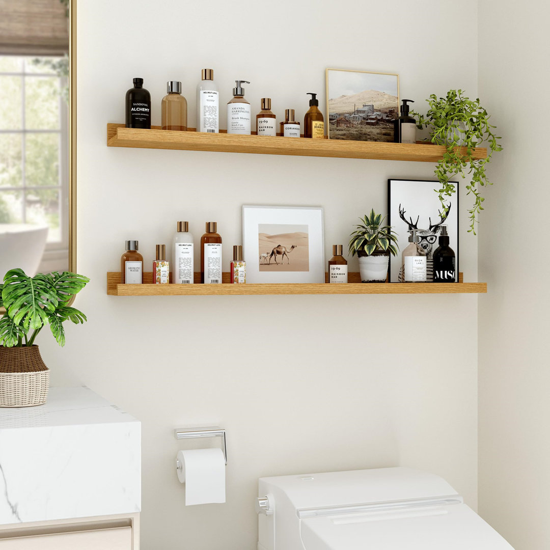 Floating Shelves Set Of 2, Wood Floating Shelves For Wall Mounted Shelf Picture Ledge Shelf Kids Bookshelf For Living Room Kitchen Bedroom Bathroom Bo