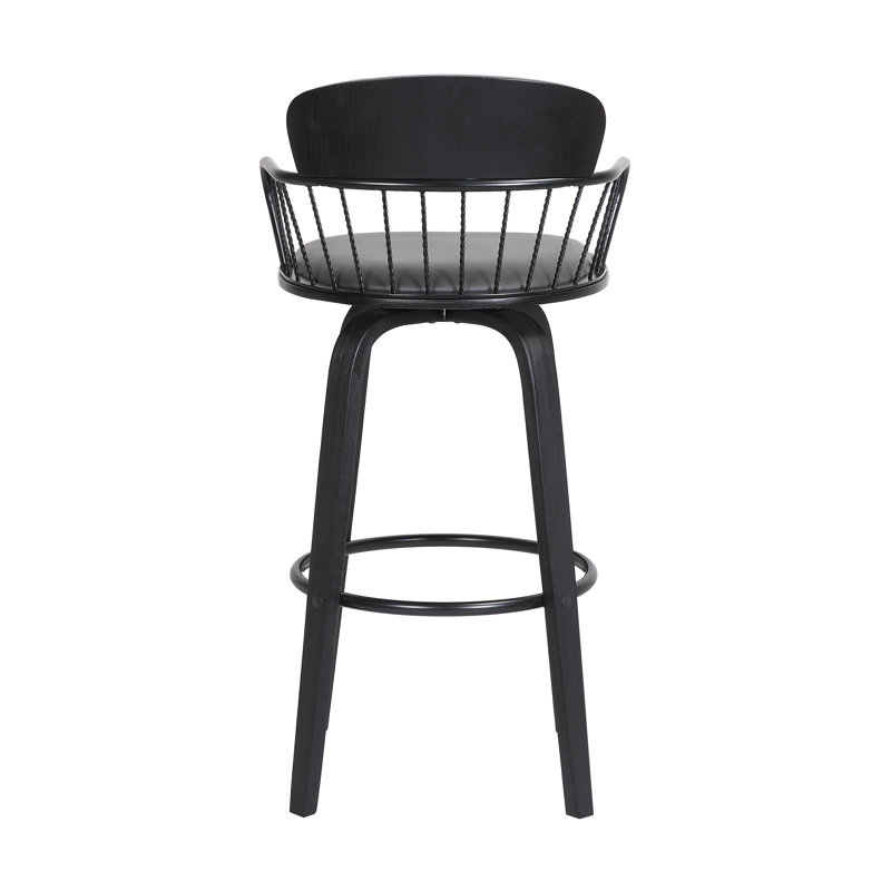 Tabouret de comptoir pivotant en bois noir de 25,5 po Willow