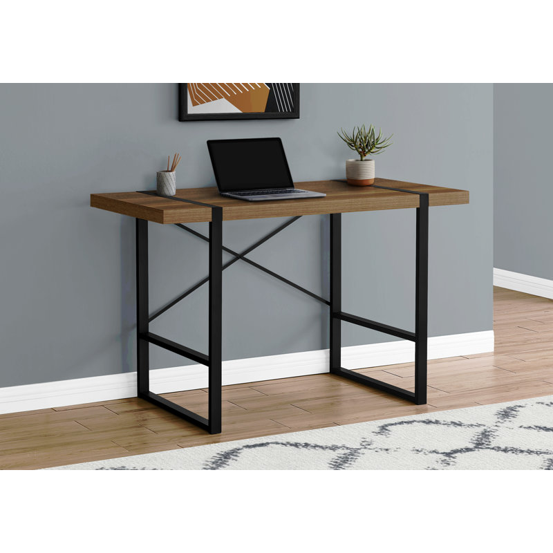 Bureau d'ordinateur, bureau personnel, ordinateur portable, L 48 po, travail, stratifié, métal, contemporain, moderne, Brun