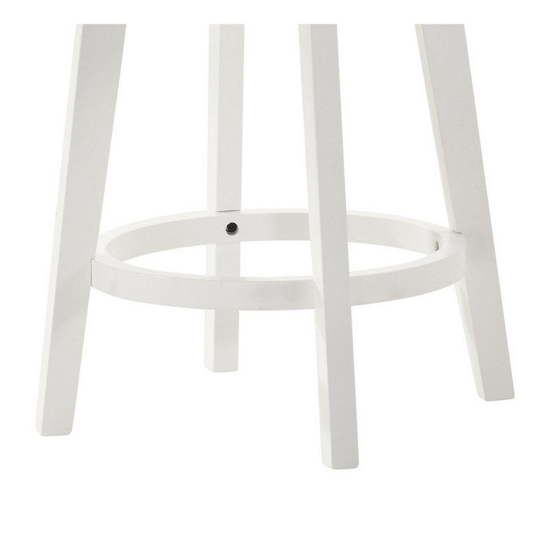 Tabouret en bois massif Pharris, Blanc
