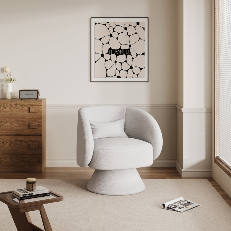 Fauteuil demi-tonneau pivotant Modern, Ourson blanc