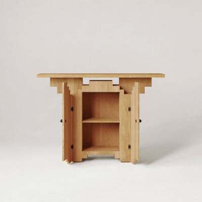 Console rectangulaire en bois massif de style médiéval