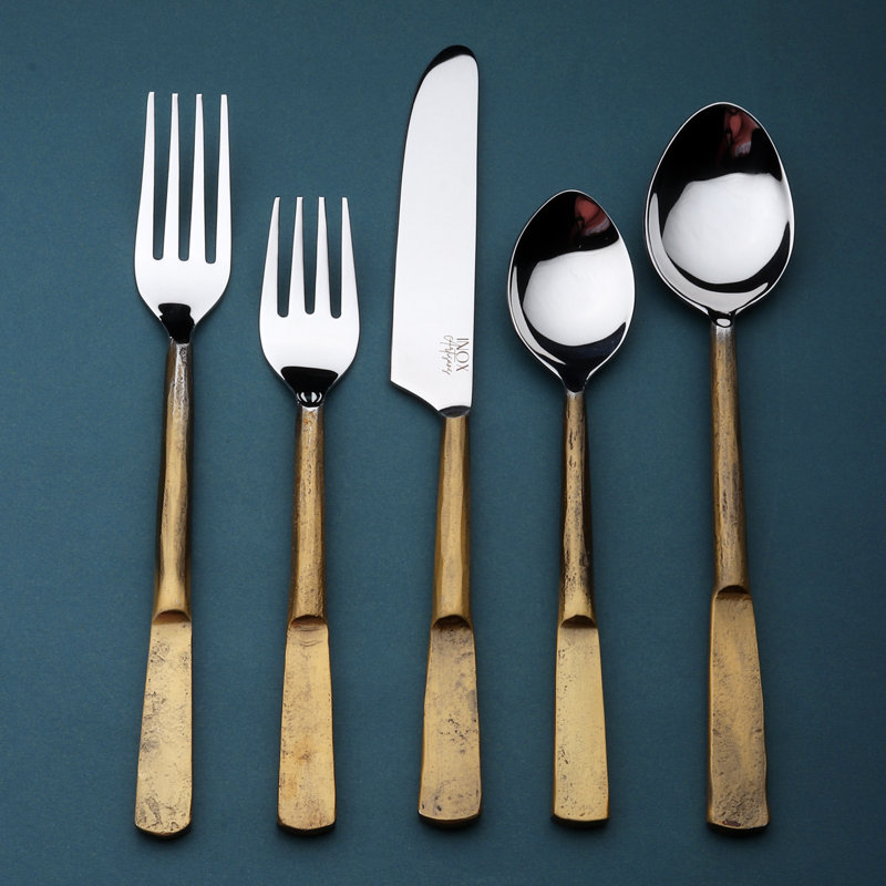 Enyeart 20 Piece Flatware Set, Service for 4, Vintage Gold