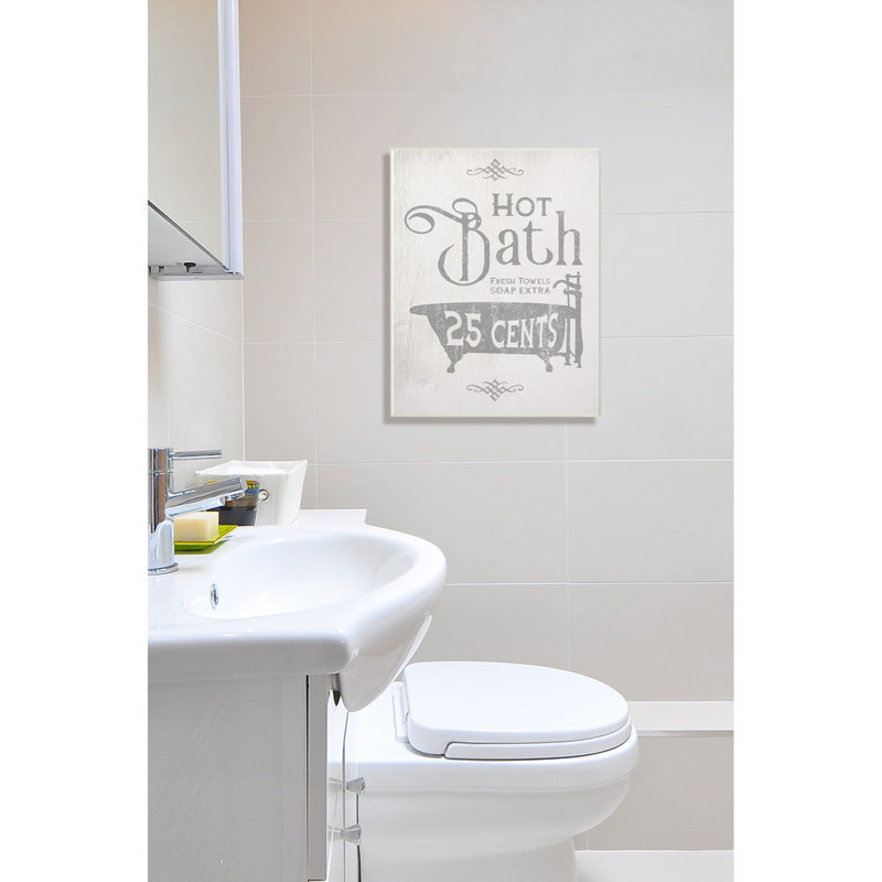 «Gray and White Hot Bath Tub Vintage Sign» par Daphne Polselli, reproduction d'art textuel sur toile, Plaque murale
