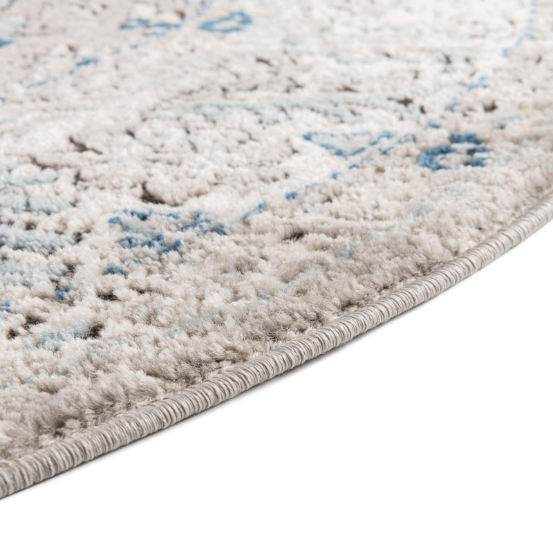 Tapis gris / ivoire / bleu Weingartner, Octogone 4 pi x 4 pi