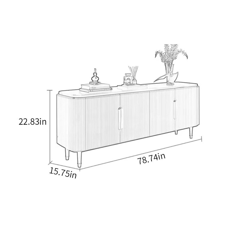 Light luxury elegant design TV cabinet, Gold/Black