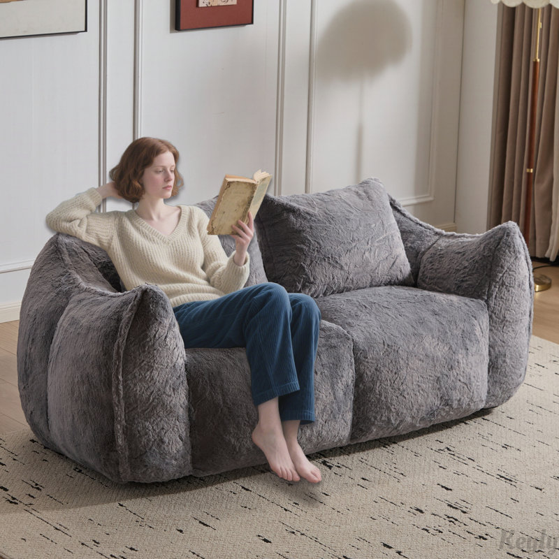Très grand fauteuil à billes avec coussins Chase, Polyester gris