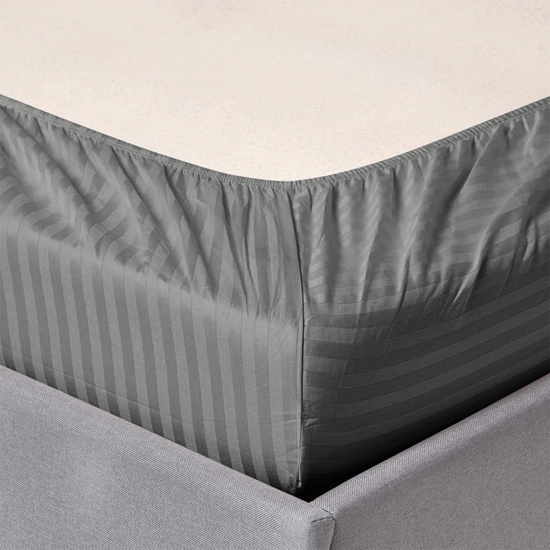 200 Thread Count Striped Microfiber Fitted Sheet, Kingsize (5'), Charcoal