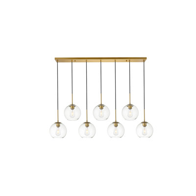 54 Inch Pendant Clear Shade in Black