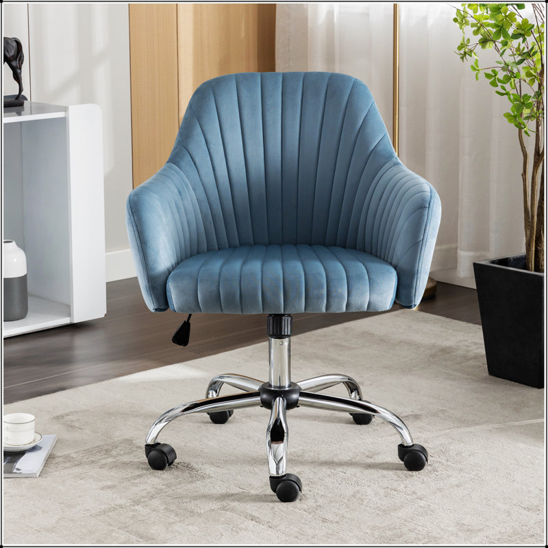 Chaise de bureau moderne, hauteur réglable, roulettes, Bleu clair