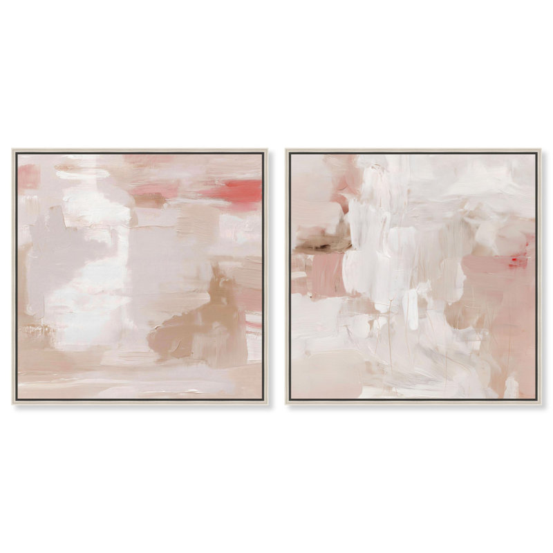Ensemble de 2 décorations murales sur toile Blush, H 40 po x l 40 po, Toile tendue avec châssis