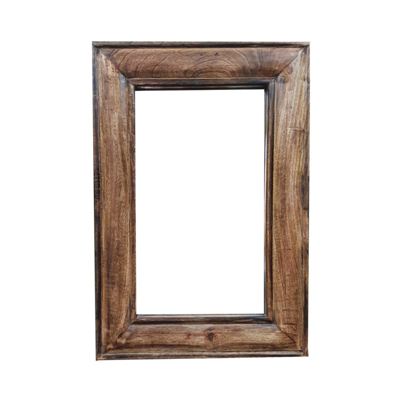 Adriano Solid And Engineered Wood Flat Mirror, Brown, 41cm H x 60cm W 
