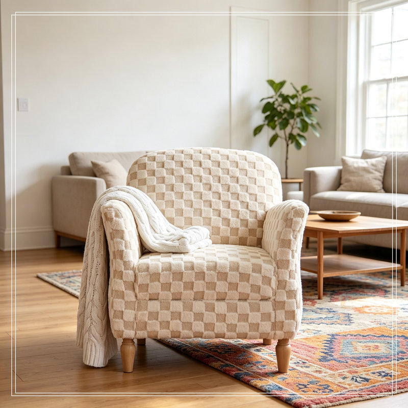 Fauteuil d'appoint rembourré avec pieds en bois, Sand