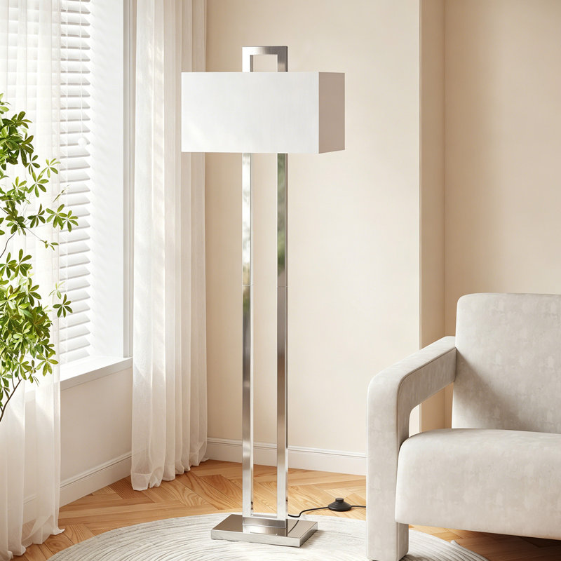 68“ Brushed Nickel Traditional Column Floor Lamp