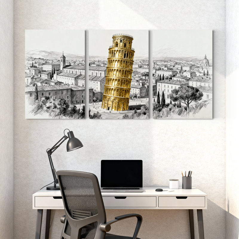 Ensemble de 3 impressions sur toile, tour de ville, H 24 po x l 48 po