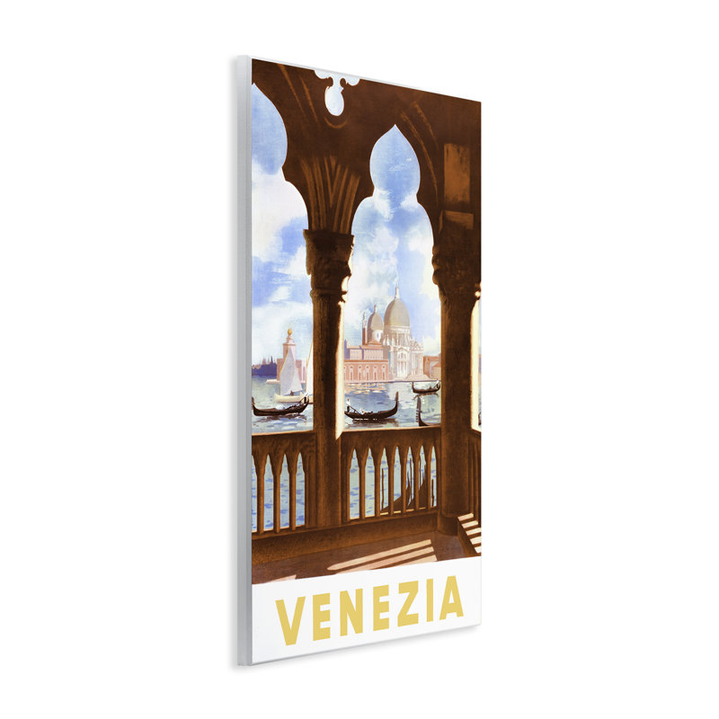 Art mural Venezia, architecture avec vue sur les bateaux, conception de PIDDIX, 19" H x 13" W