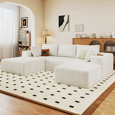 Boneless Sectional Sofa Couches For Living Room, U Shaped Modular Sectional Sofa, Convertible Sofa Bed 6 Seats Sectional Sleeper Sofa Comfy Couch With Adjustable Backrest