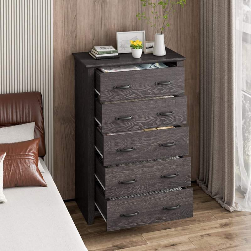 Commode à 5 tiroirs, Gris