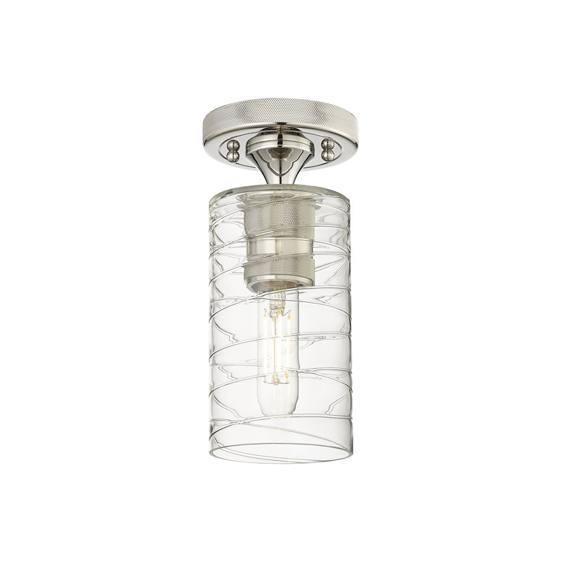 Plafonnier encastré 1 lumière Crown Point, Tourbillon déco, H 9,63 po x l 4 po X P 4,5, Nickel poli