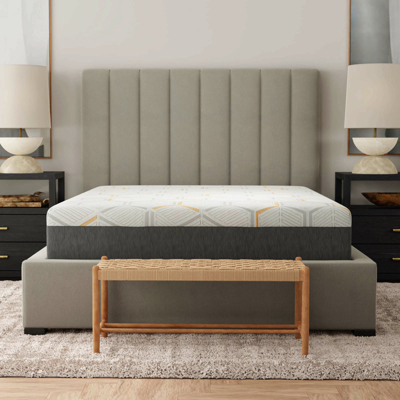 12" Copper Gel Cooling Memory Foam Mattress With Edge Support And Air Grid Base