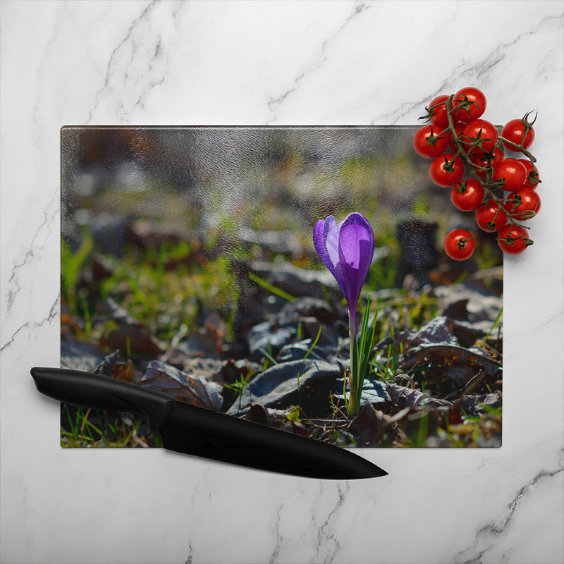 autumn flower bloom in nature Designer Glass Chopping Board, 40cm L x 28cm W