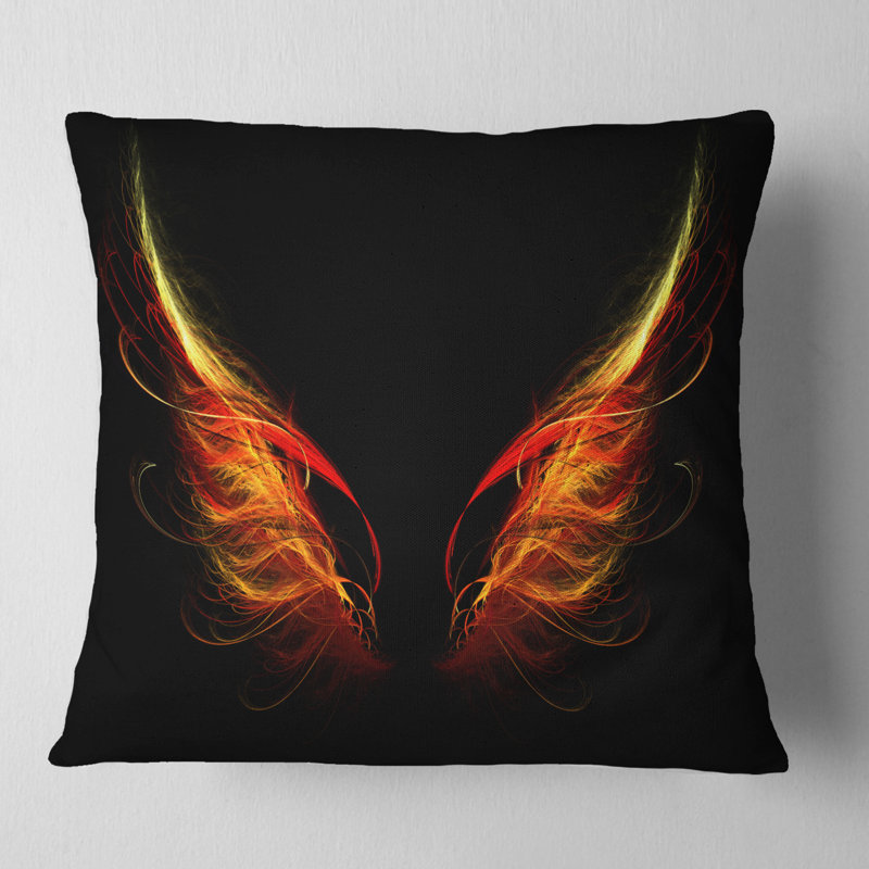 Enfer de l'enfer sur fond noir - coussin imprimé abstrait, 16 po x 1 po, Coussin décoratif