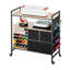 Chariot roulant roulant et table de rangement avec 20 porte-rouleaux en vinyle 3 tiroirs noir