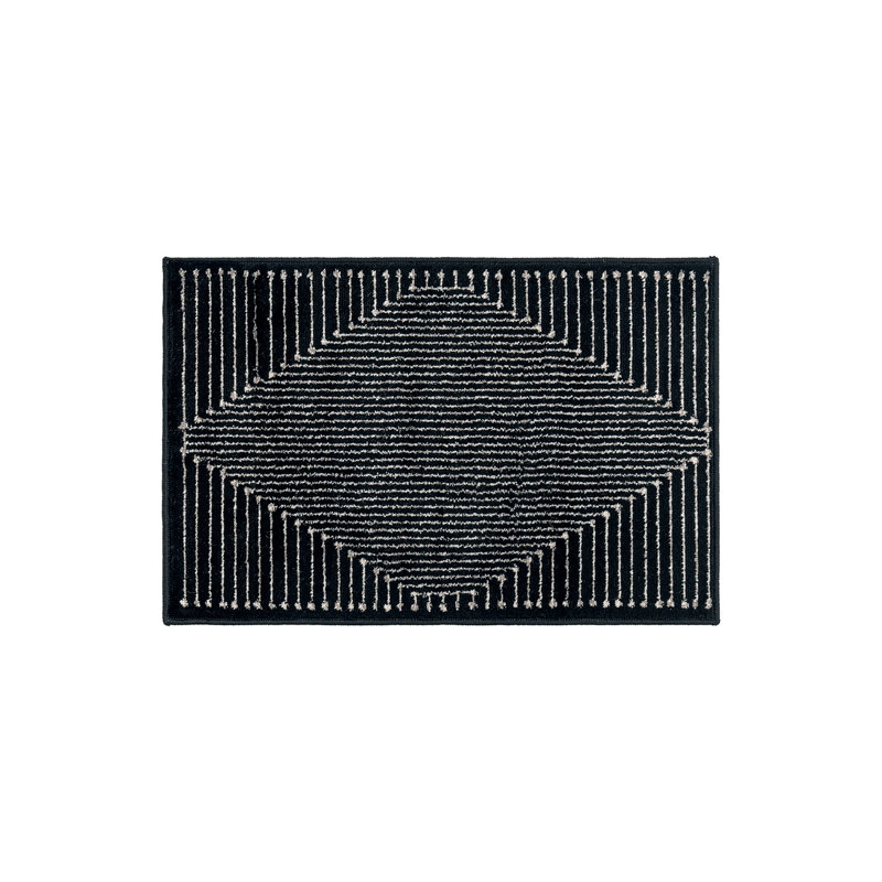 Modern Black And Cream Geometric Area Rug, Rectangle 2' x 3'