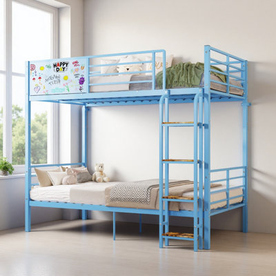 Metal Bunk Bed for Adults & Kids, Convertible to 2 Separate Twin Size Beds, Heavy Duty Bunk Bed Frame with Full-length Guardrail & Ladder, No Box Spring Needed