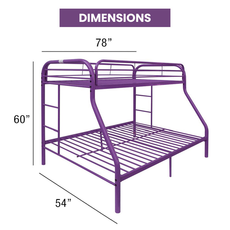 Henline Kids Bunk Bed, Twin Over Full, Purple