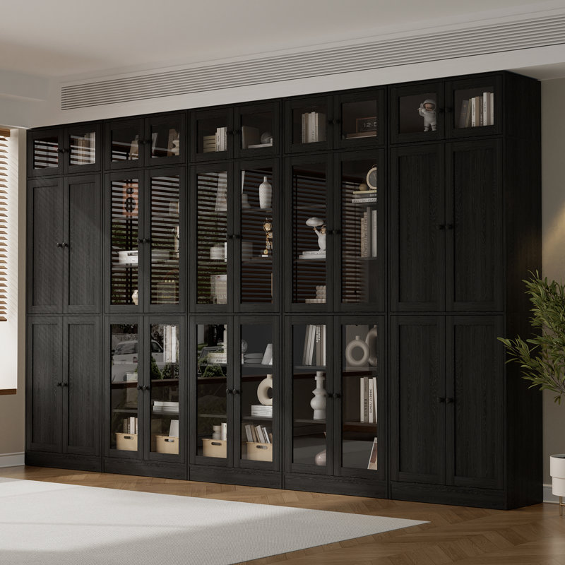 86.7'' H X 118'' W Book Cabinet Storage Bookcase Set, Black