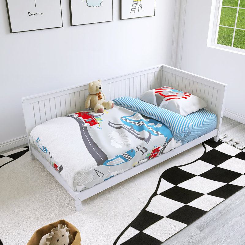80"X42" Twin Size Wood Coffee Bed, White
