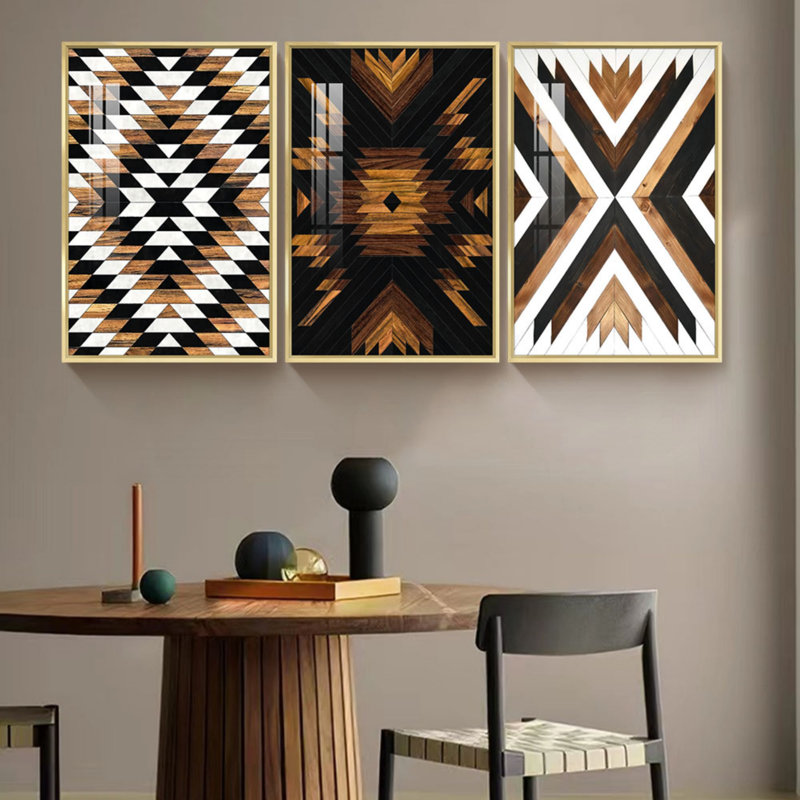 Ensemble de 3 impressions sur toile encadrées, L 17 po x H 37 po, Encadrement doré