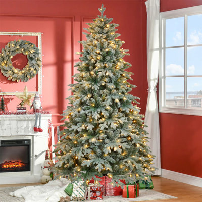 Arbre de Noël artificiel illuminé 7 pi avec couronne, ensemble de 2, arbre de Noël, décoration des Fêtes, arbres décoratifs de Noël