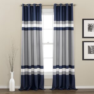 Alexander Striped Room Darkening Thermal Grommet Curtain Panels