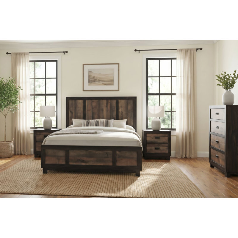 Jobe Standard Bedroom Set, Queen, 4 Pcs: Bed, Chest, 2 Nightstands