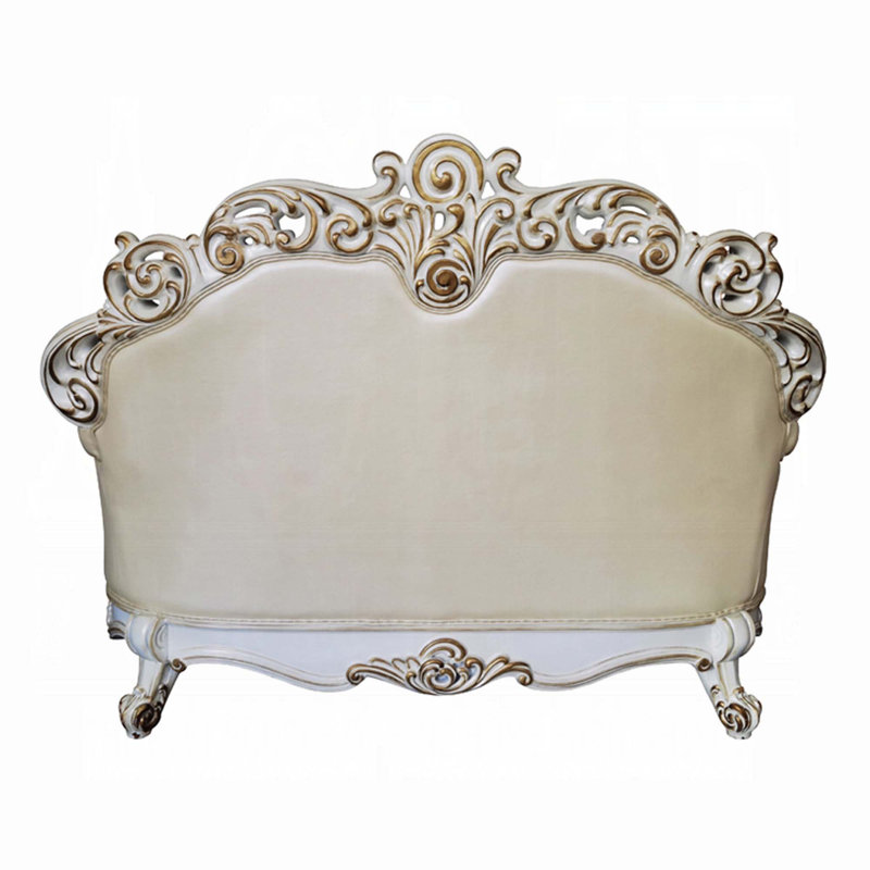Vendome 70" Champagne and Antique Pearl Loveseat with Pillows